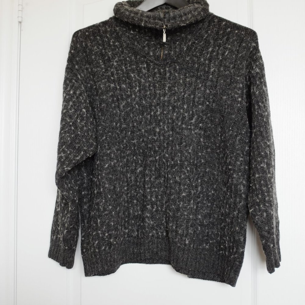 engbers grey zip turtleneck textured wool blend sweater size  L